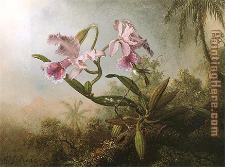 Martin Johnson Heade Orchids and Hummingbird 1875
